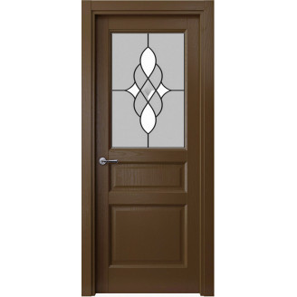Межкомнатная дверь натуральный шпон Классик 103 остекленная цвет  Темный орех