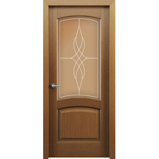  Межкомнатная дверь Классик 104 остекленная цвет Карельский орех