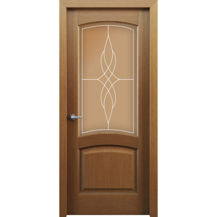  Межкомнатная дверь Классик 104 остекленная цвет Карельский орех