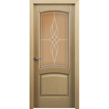 Межкомнатная дверь натуральный шпон Классик 104 остекленная цвет  дуб