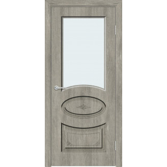 Межкомнатная дверь Усиленная Классика Б15 цвет Дуб седой стекло белый лакобель
