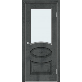 Межкомнатная дверь Усиленная Классика Б15 цвет Темный бетон стекло белый лакобель
