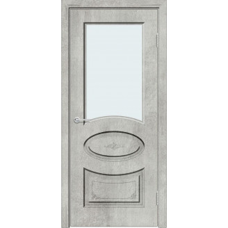 Межкомнатная дверь Усиленная Классика Б15 цвет Серый бетон стекло белый лакобель