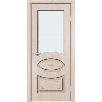 Межкомнатная дверь Усиленная Классика Б15 цвет Лиственница кремовая стекло белый лакобель
