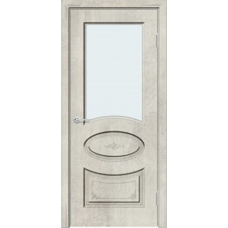 Межкомнатная дверь Усиленная Классика Б15 цвет Светлый бетон стекло белый лакобель