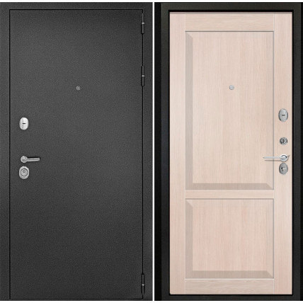 Входная дверь снаружи металл антик серебро Внутренняя отделка S22 цвет лиственница кремовая глухая