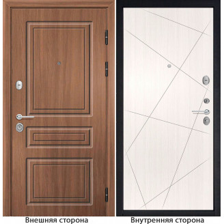 Входная дверь снаружи МДФ панель Б11 классика цвет орех королевский Внутри G23 цвет лиственница беленая