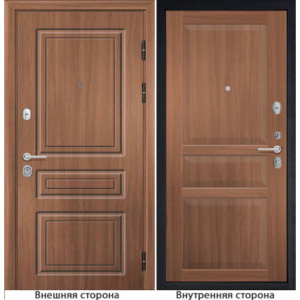 Входная дверь снаружи МДФ панель Б11 классика цвет орех королевский Внутри S23 цвет орех королевский