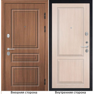 Входная дверь снаружи МДФ панель Б11 классика цвет орех королевский Внутри S22 цвет лиственница кремовая