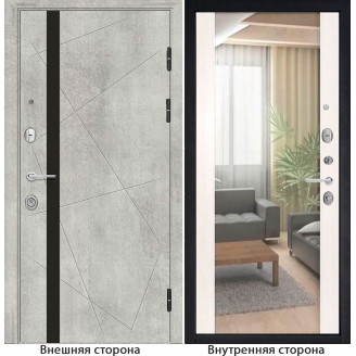 Входная дверь снаружи МДФ панель G48 цвет серый бетон Внутренняя отделка Зеркало цвет белый
