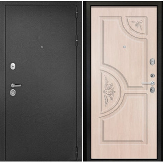 Входная дверь снаружи металл антик серебро Внутренняя отделка Б8 цвет лиственница кремовая глухая