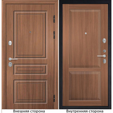 Входная дверь снаружи МДФ панель Б11 классика цвет орех королевский Внутри S22 цвет орех королевский