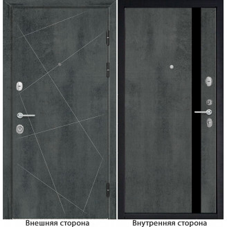 Входная дверь снаружи МДФ панель G23 цвет бетон темный Внутри G7 цвет бетон темный стекло черный лакобель