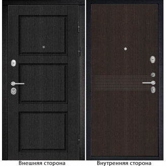 Входная дверь снаружи МДФ панель Б25 цвет темный орех рифленый Внутри G21 цвет орех темный рифленый