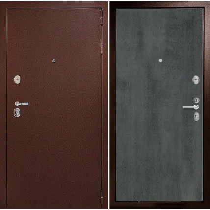 Входная дверь снаружи металл антик медный Внутренняя отделка G-гладкая цвет темный бетон глухая