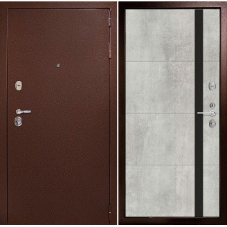 Входная дверь снаружи металл антик медный Внутренняя отделка G58 цвет бетон серый стекло черный лакобель