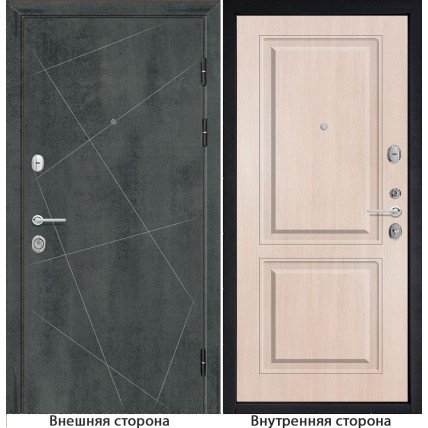 Входная дверь снаружи МДФ панель G23 цвет бетон темный Внутри Б9 цвет лиственница кремовая