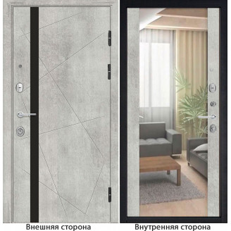 Входная дверь снаружи МДФ панель G48 цвет серый бетон Внутренняя отделка Зеркало цвет бетон серый