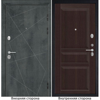 Входная дверь снаружи МДФ панель G23 цвет бетон темный Внутри S23 цвет орех темный рифленый