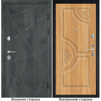 Входная дверь снаружи МДФ панель G23 цвет бетон темный Внутри Б8 цвет лиственница золотистая