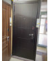 Входная дверь снаружи МДФ панель G36 цвет темный орех рифленый Внутри G32 цвет лиственница беленая