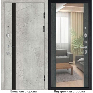Входная дверь снаружи МДФ панель G48 цвет серый бетон Внутренняя отделка Зеркало цвет бетон темный
