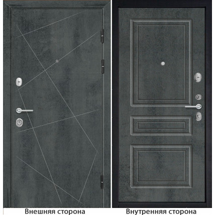 Входная дверь снаружи МДФ панель G23 цвет бетон темный Внутри Б11 цвет бетон темный