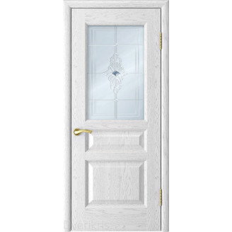 Межкомнатная дверь натуральный шпон Классик 103 остекленная цвет  Ясень Ваниль