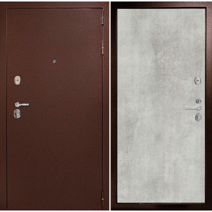 Входная дверь снаружи металл антик медный Внутренняя отделка G-гладкая цвет серый бетон глухая
