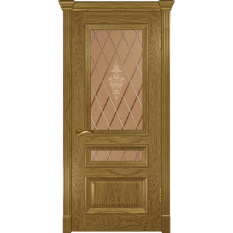 Межкомнатная дверь натуральный шпон Версаль 2 остекленная цвет  Дуб мед