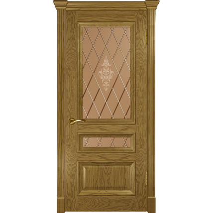 Межкомнатная дверь натуральный шпон Версаль 2 остекленная цвет  Дуб мед