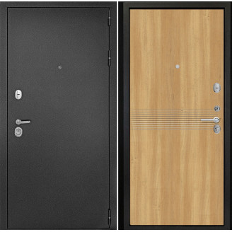 Входная дверь снаружи металл антик серебро Внутренняя отделка G21 цвет лиственница золотистая глухая