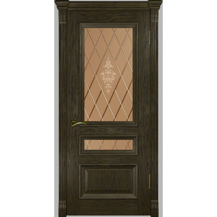 Межкомнатная дверь натуральный шпон Версаль 2 остекленная цвет  Темный Орех