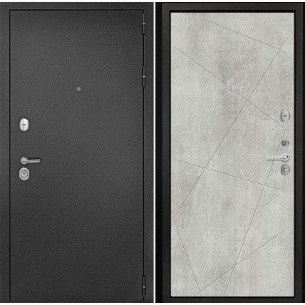 Входная дверь снаружи металл антик серебро Внутренняя отделка G23 цвет бетон серый глухая