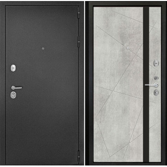 Входная дверь снаружи металл антик серебро Внутренняя отделка G48 цвет бетон серый стекло черный лакобель