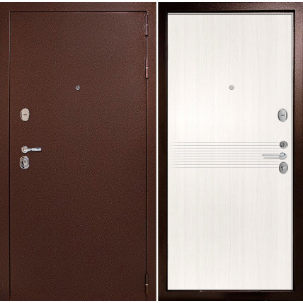 Входная дверь снаружи металл антик медный Внутренняя отделка G21 цвет лиственница беленая глухая