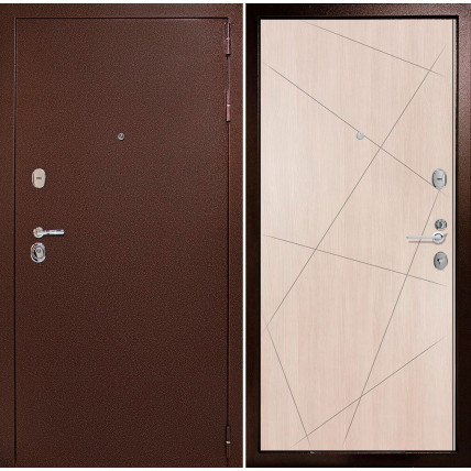 Входная дверь снаружи металл антик медный Внутренняя отделка G23 цвет лиственница кремовая глухая