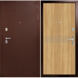 Входная дверь снаружи металл антик медный Внутренняя отделка G21 цвет лиственница золотистая глухая