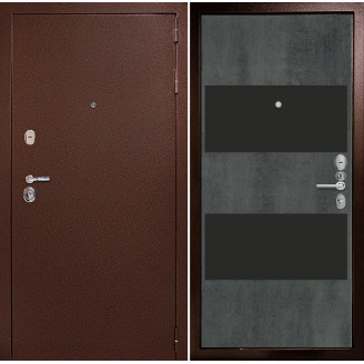 Входная дверь снаружи металл антик медный Внутренняя отделка G3 цвет бетон темный стекло черный лакобель