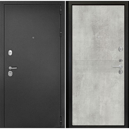 Входная дверь снаружи металл антик серебро Внутренняя отделка G21 цвет бетон серый глухая