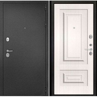 Входная дверь снаружи металл антик серебро Внутренняя отделка Б27 цвет лиственница беленая глухая