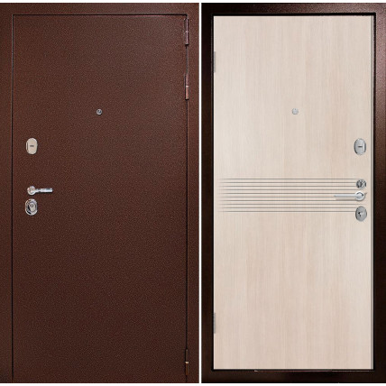 Входная дверь снаружи металл антик медный Внутренняя отделка G21 цвет лиственница кремовая глухая