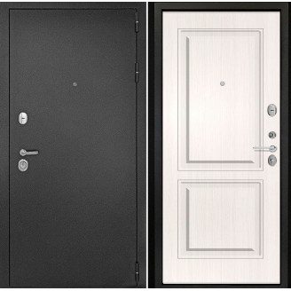Входная дверь снаружи металл антик серебро Внутренняя отделка Б9 цвет лиственница беленая глухая