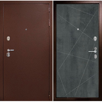 Входная дверь снаружи металл антик медный Внутренняя отделка G23 цвет бетон темный глухая