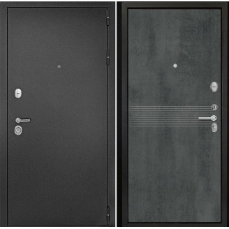 Входная дверь снаружи металл антик серебро Внутренняя отделка G21 цвет бетон темный глухая