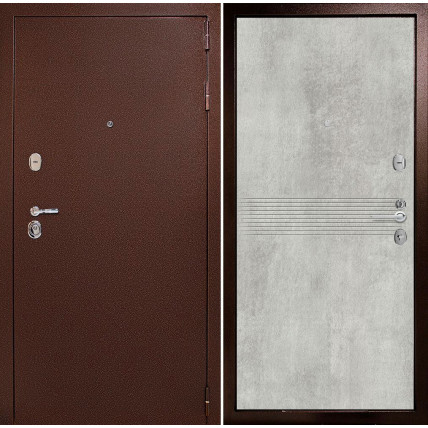 Входная дверь снаружи металл антик медный Внутренняя отделка G21 цвет бетон серый глухая