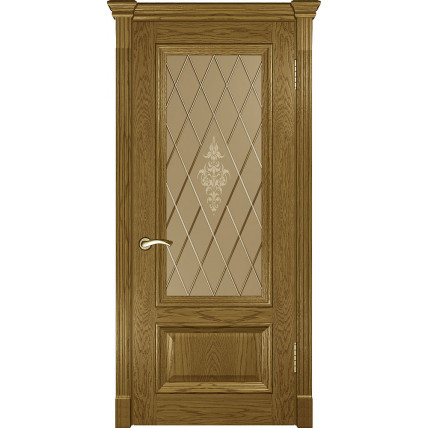 Межкомнатная дверь натуральный шпон Версаль 1 остекленная цвет  Дуб мед