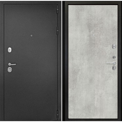 Входная дверь снаружи металл антик серебро Внутренняя отделка G-гладкая цвет серый бетон глухая