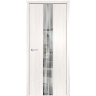 Межкомнатная дверь G14 Усиленная цвет лиственница беленая Зеркальная вставка с полосками