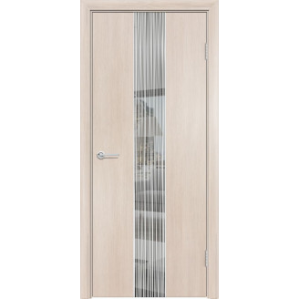 Межкомнатная дверь G14 Усиленная цвет лиственница кремовая Зеркальная вставка с полосками